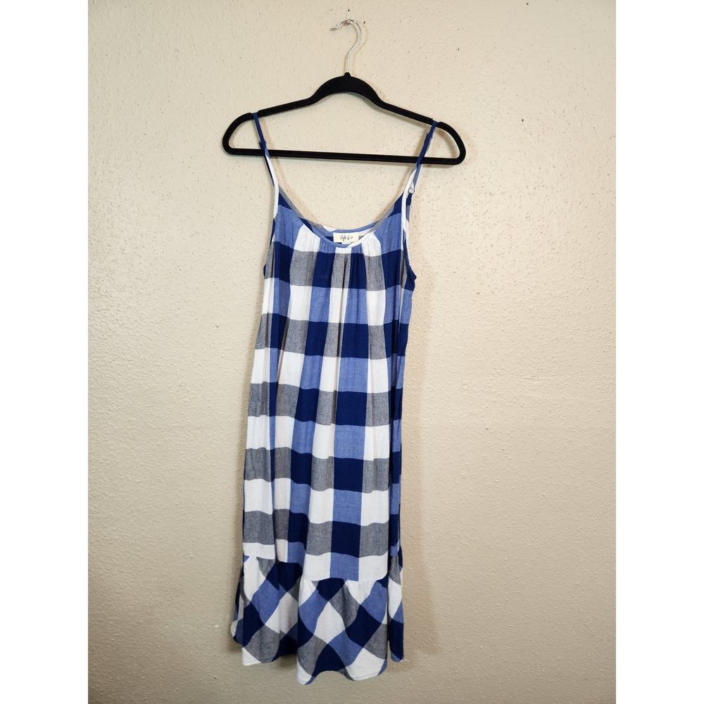 Style & Co Women's Blue Plaid Drop Waist Pullover Shift Dress Size Medium